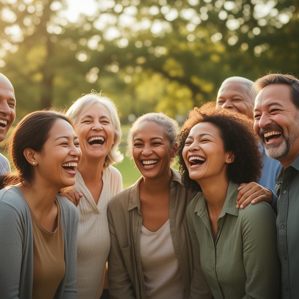 Diverse group of happy people outdoors